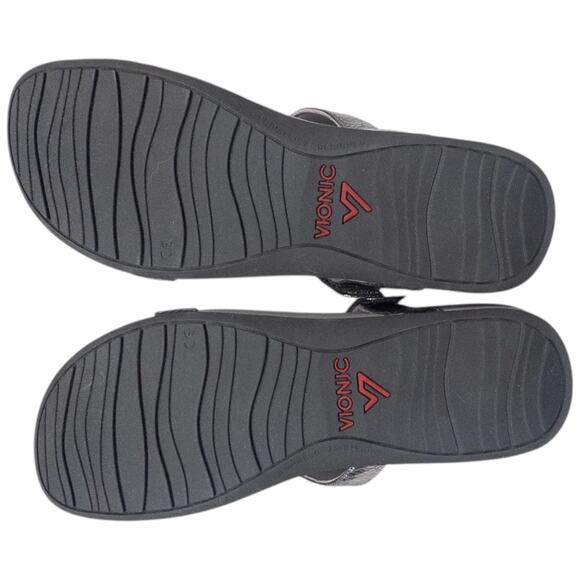 Vionic Ellie Platform Slide Sandal Metallic Silver Pewter Snakekin Women's 12 - Picture 6 of 6